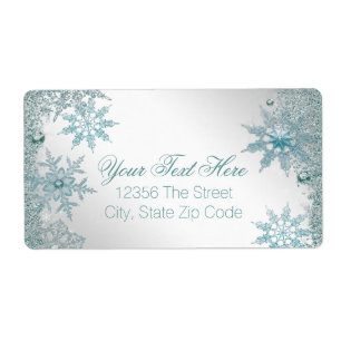 Etiqueta Floco de Neve Azul Turquesa Elegante