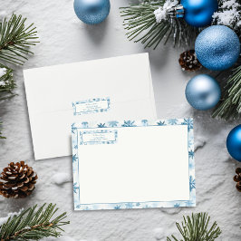Etiqueta Floco de neve Blue e White Watercolor Endereço de 