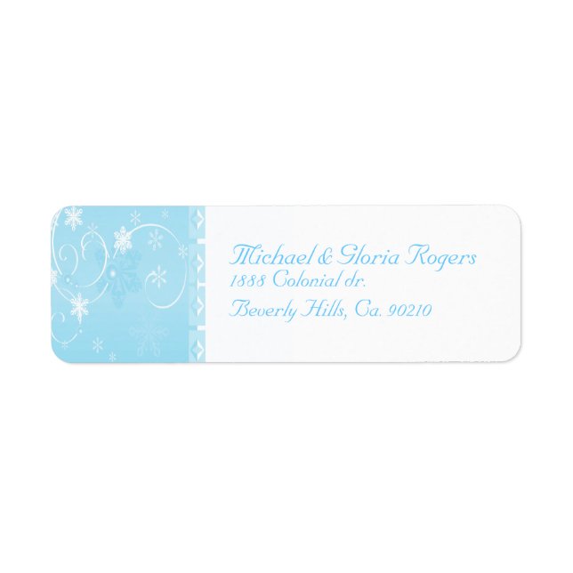 Etiqueta Floco de neve branco e azul (Frente)