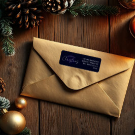 Etiqueta Floco de Neve Natal Mais Alegre Azul Marinho