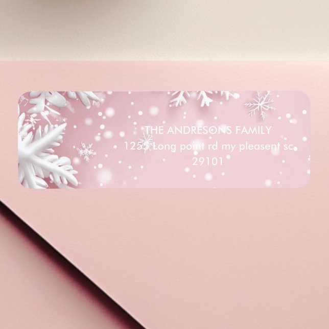 Etiqueta Floco de neve Pastel Pink Winter Wonderland (Criador carregado)