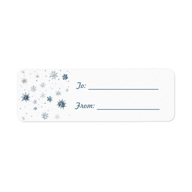 Etiqueta Flocos de Neve Azuis Brancos Natal  (Frente)