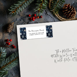 Etiqueta Flocos de neve azuis Elegante Vintage Inverno