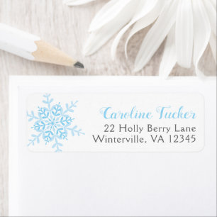 Etiqueta Flocos de neve azuis Winter Baby Boy Address
