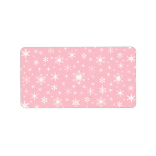 Etiqueta Flocos de neve - branco no rosa