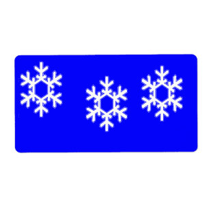 Etiqueta Flocos de neve brancos em azul