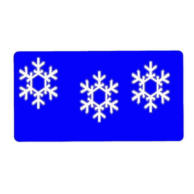 Etiqueta Flocos de neve brancos em azul (Frente)