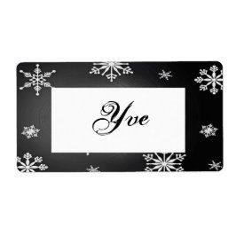 Etiqueta Flocos de neve de Natal Pretos e Modelo Cinza I