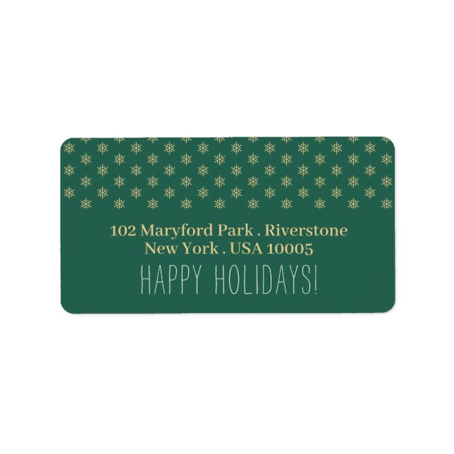 Etiqueta Flocos de neve Dourados, Natal (Frente)