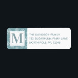 Etiqueta Flocos de neve monogramas de inverno<br><div class="desc">Este Monograma de Flocos de Neve de Inverno apresenta um Padrão de Floco de Neve Azul e Branco. Faz uma adição perfeita aos seus Cartões de natal</div>