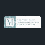 Etiqueta Flocos de neve monogramas de inverno<br><div class="desc">Este Monograma de Flocos de Neve de Inverno apresenta um Padrão de Floco de Neve Azul e Branco. Faz uma adição perfeita aos seus Cartões de natal</div>