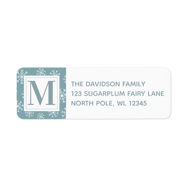 Etiqueta Flocos de neve monogramas de inverno (Frente)