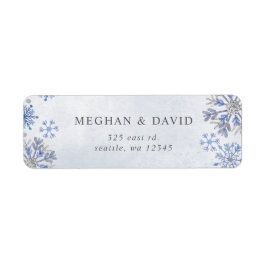 Etiqueta Flocos de Neve Prata Azul Natal Inverno Casamento