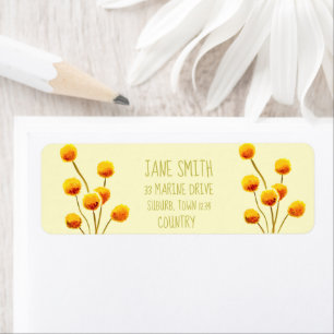 Etiqueta Flor australiana indígena Billy Button Amarelo