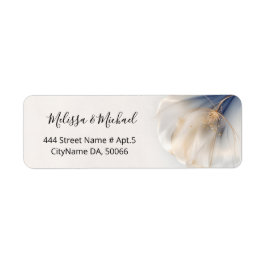 Etiqueta Flor Azul Dourado Fumê | Casamento