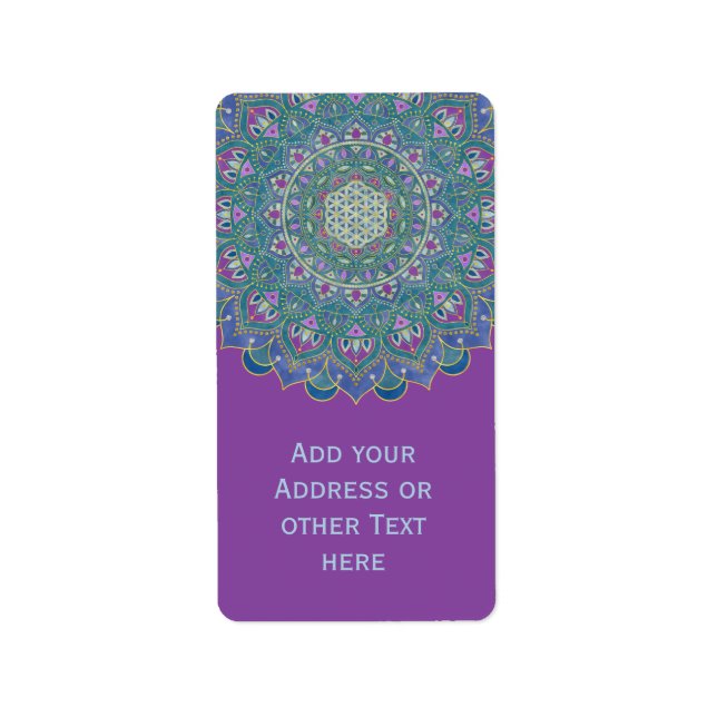 Etiqueta Flor Da Vida - Estilo De Mandala Índia 1 (Frente)