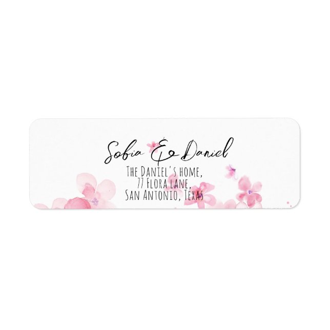 Etiqueta Flor de aquarela laranja rosa (Frente)