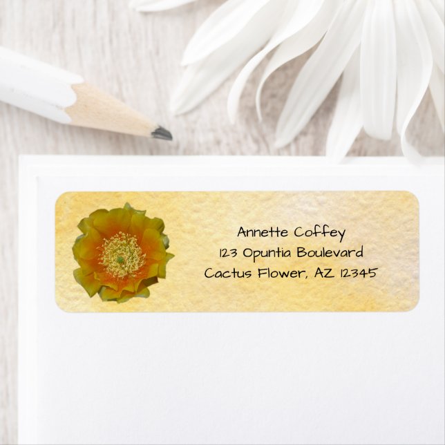 Etiqueta Flor De Cactus De Pera Rápida / Amarelo & Laranja  (Insitu)