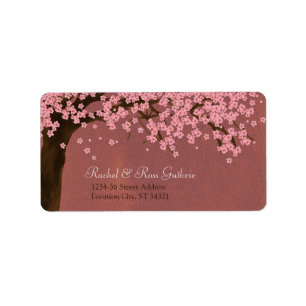 Etiqueta Flor de cerejeira/endereço aguarela de Sakura