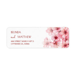 Etiqueta Flor de Cerejeira Rosa Branco | Casamento