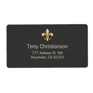 Etiqueta Flor de lis dourada