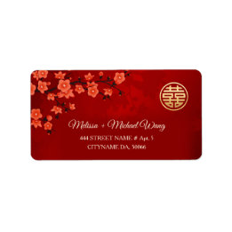 Etiqueta Flor de Oriente Vermelho  | Casamento Chinês