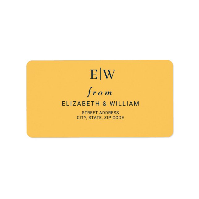 Etiqueta Flor de Raios Simples Elegante com Casamento Monog (Frente)