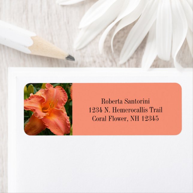Etiqueta Flor Diurno / Hemerocallis / Coral (Insitu)