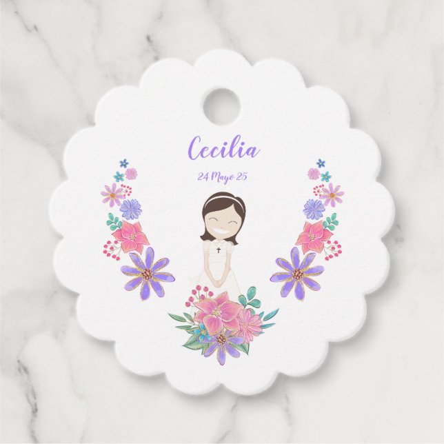 Etiqueta flor Primera Comunión CECILIA (Frente)