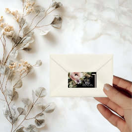 Etiqueta Flor rosa bonita no endereço de retorno Dourado