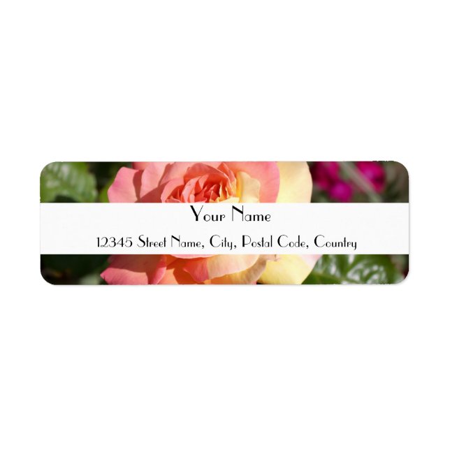 Etiqueta Flor rosa bonito e rosa amarela, sob medida (Frente)