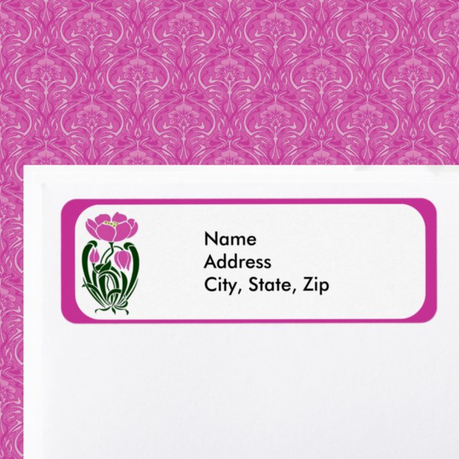 Etiqueta Flor Rosa Nouveau (Criador carregado)