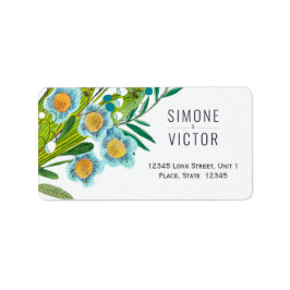 Etiqueta Floral azul e verde Lily do Casamento do Vale