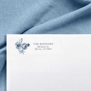 Etiqueta Floral azul gravado Elegante personalizado