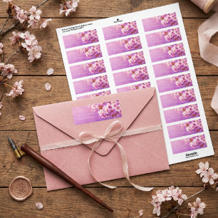 Etiqueta Floral Botânica Roxo Rosa Texturizada