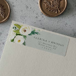 Etiqueta Floral Branco Elegante | Sage Mint Endereço de Dev<br><div class="desc">Estas elegantes etiquetas de endereço de retorno de casa de banho floral são perfeitas para um casamento clássico. A design da colheita moderna apresenta marfim lindamente romântico e rosa de cor-de-água creme e flores de pénia com folhas verdes escuras, verde-verde e botânica. Essas etiquetas podem ser usadas para um casamento,...</div>