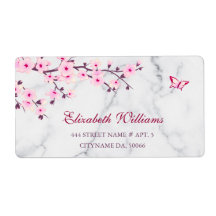 Floral Cherry Blossomo Cinza Rosa Marble