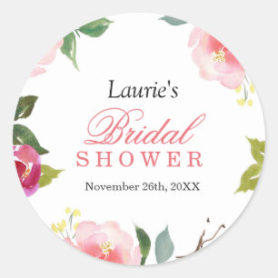 Etiqueta floral cor-de-rosa do chá de panela da