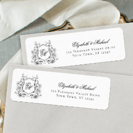 Etiqueta Floral Crest Monograma Endereço de Devolução de Ca