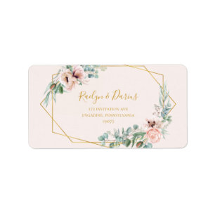 Etiqueta Floral de Blush Elegante   Pastel Wedding RSVP End