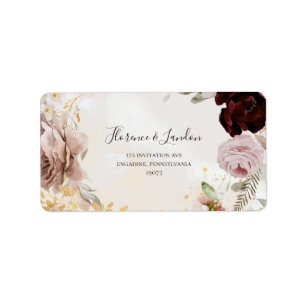 Etiqueta Floral de Blush Moderno Endereço de devolução