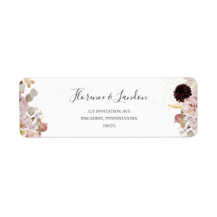 Etiqueta Floral de Blush Moderno Rótulo de Endereço de