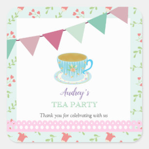 Etiqueta Floral de Favor de Chá Cuta à Tarde chiqu