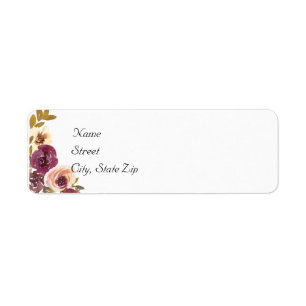 Etiqueta Floral de outono de Cores Aquáticas Pintadas à Mão