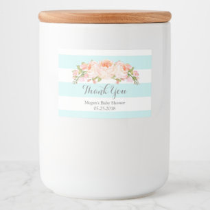 Etiqueta floral do chá de fraldas das listras