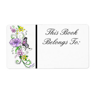 Etiqueta floral do livro da borboleta