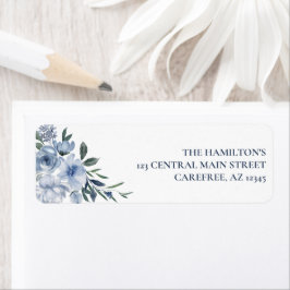 Etiqueta Floral Dusty Blue Return Endereço