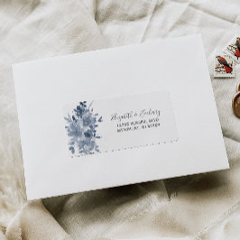 Etiqueta Floral Dusty Blue Wedding Endereço RSVP