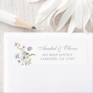 Etiqueta Floral Elegante Wildflower Blush Endereço de Devol