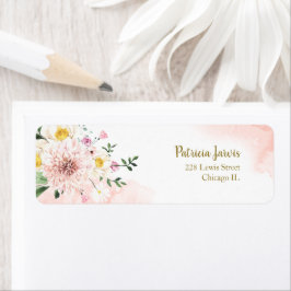 Etiqueta Floral em aquarela com rubor rosa